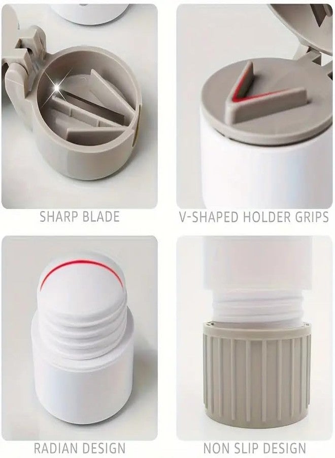 PUTHAK 4-in-1 Portable Multifunctional Pill Crusher and Splitter with Round Pill Organizer, Cutter, Powder Grinder, and Medication Storage Compartment - Durable Plastic Material for Daily Use and Travel - Image 2